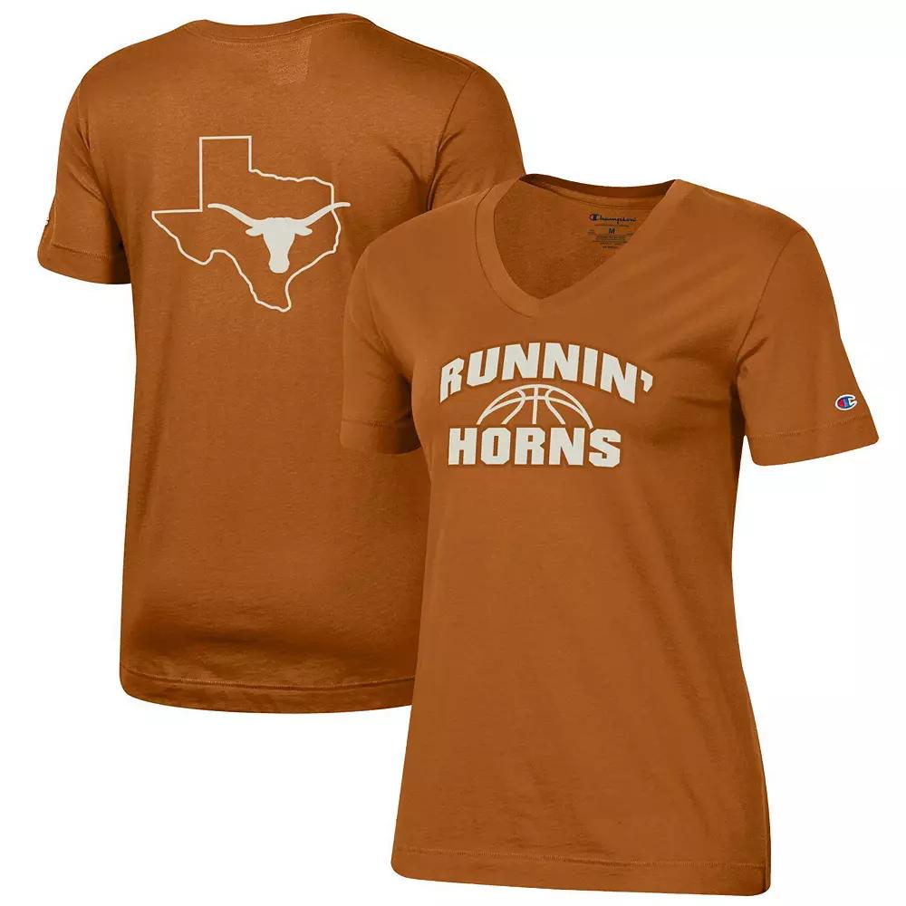 Women's Champion Texas Orange Texas Longhorns Runnin' Horns V-Neck T-Shirt, Size: Large, Team Product Image