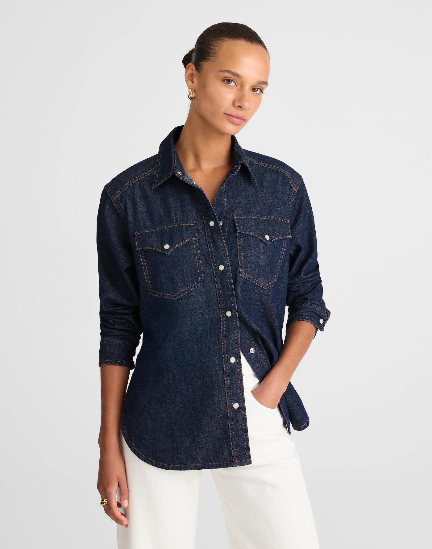 Denim Oversized Western Shirt Product Image