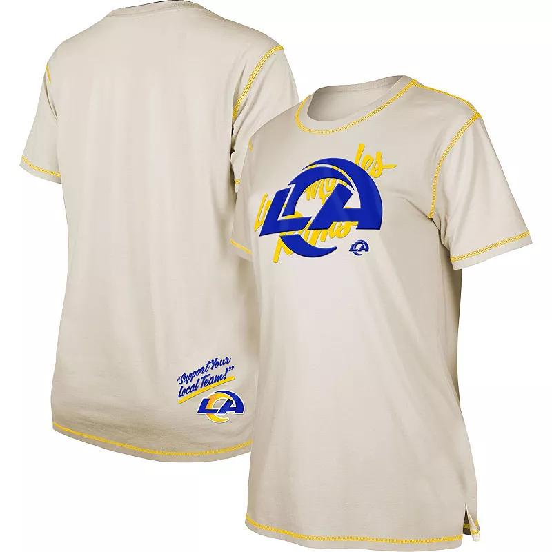 Women's New Era Cream Los Angeles Rams Split T-Shirt,  Product Image