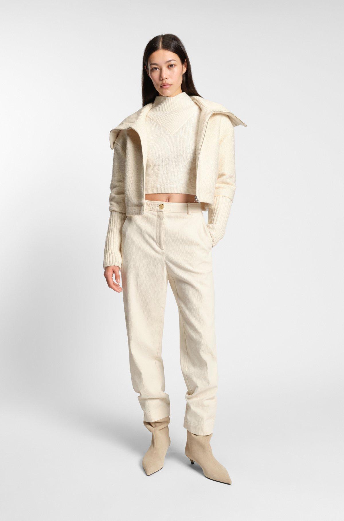 Cropped wool-blend sweater with layered neckline Product Image