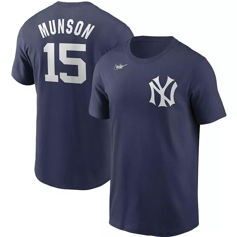 Men's Nike Thurman Munson Navy New York Yankees Cooperstown Collection Name & Number T-Shirt, Size: Small, Blue Product Image