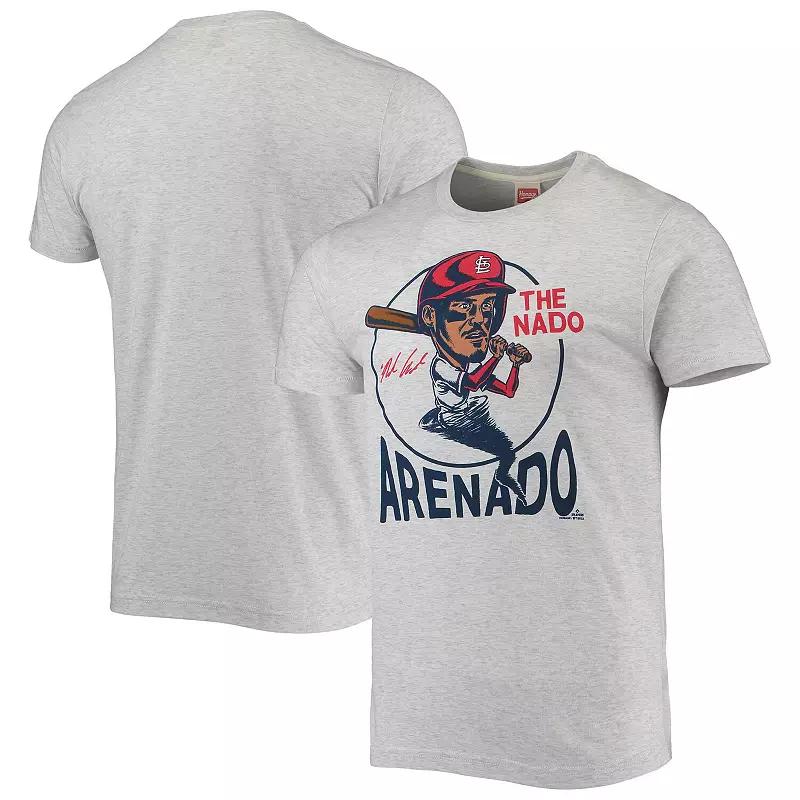 Mens Homage Nolan Arenado Gray St. Louis Cardinals Caricature Tri-Blend T-Shirt Product Image