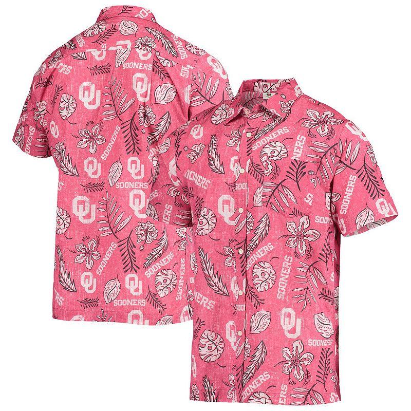 Mens Wes & Willy Crimson Oklahoma Sooners Vintage Floral Button-Up Shirt Product Image