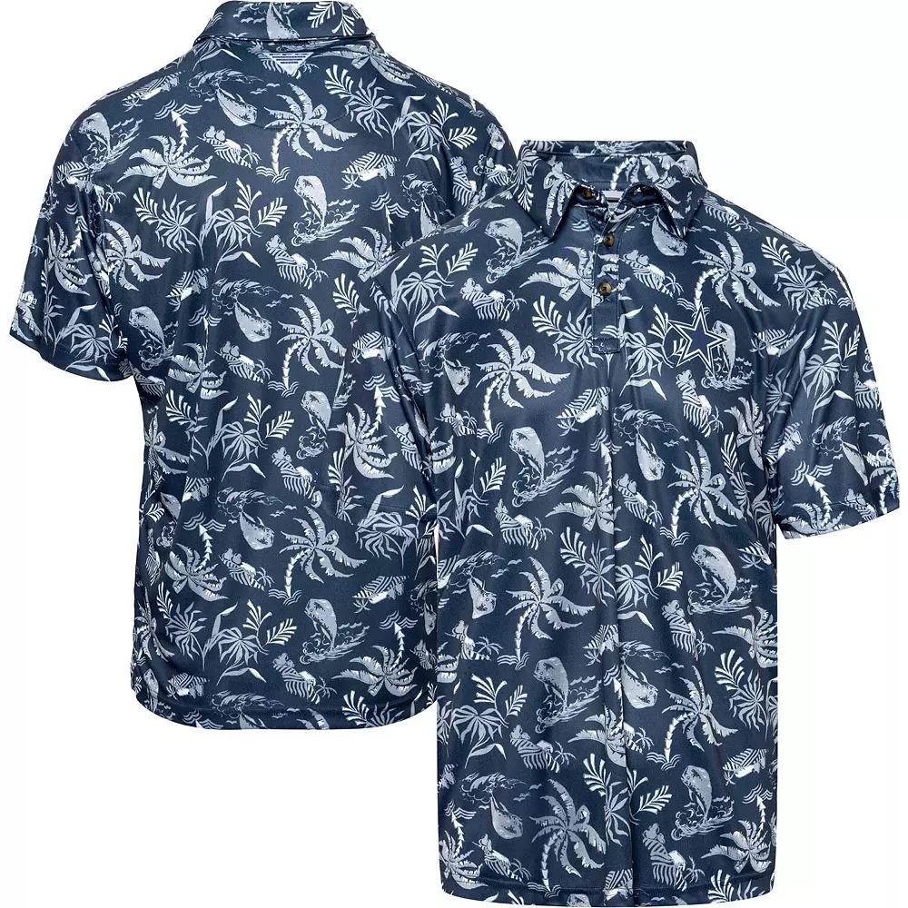 Men's Columbia Navy Dallas Cowboys Super Terminal Tackle Omni-Shade Polo,  Product Image