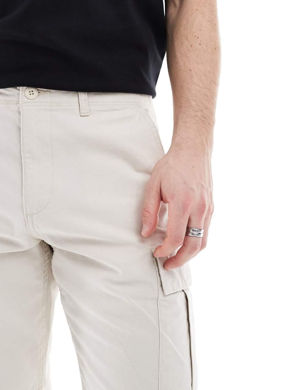 Jack & Jones loose fit cargo pants in beige  Product Image