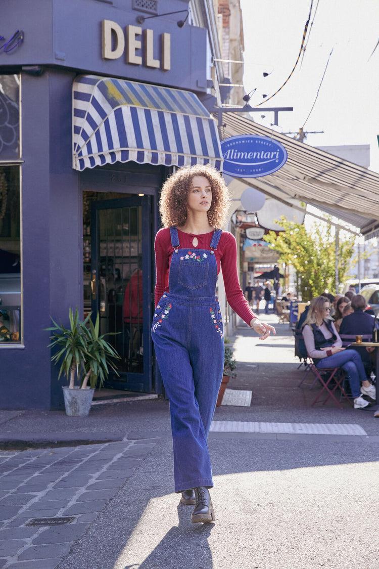 Flower Bow Embroidered Overall Product Image