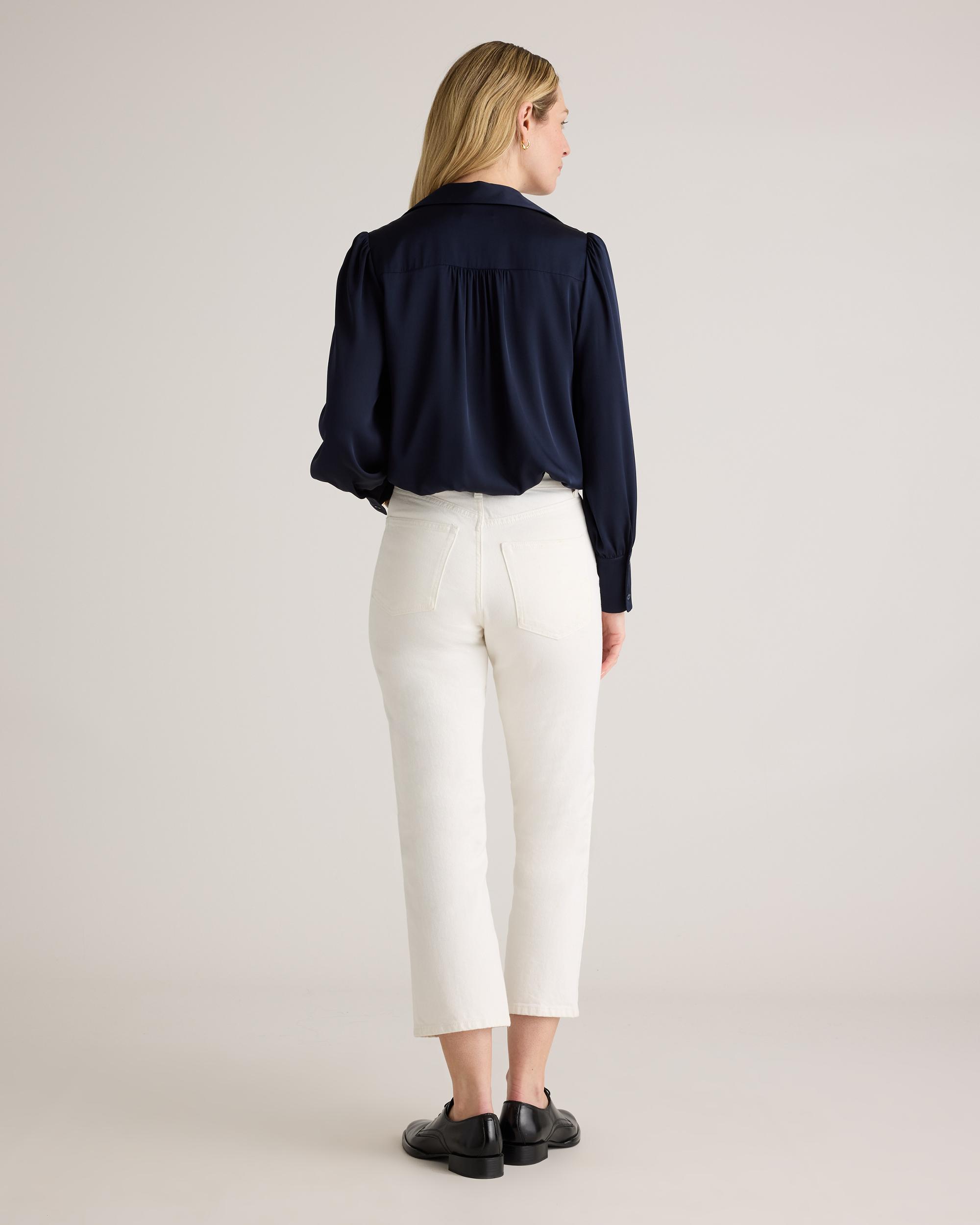 Quince | Women's Washable Stretch Silk Split Neck Blouse Mulberry Silk Product Image