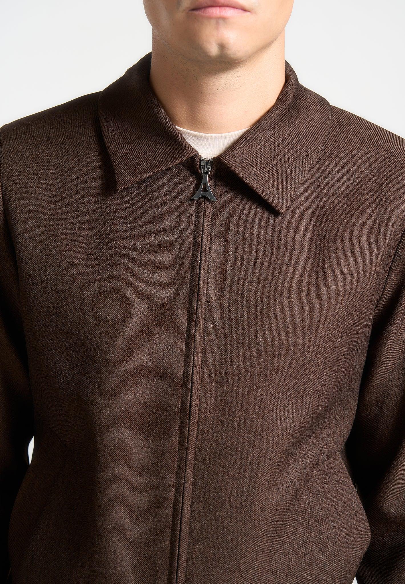 Roger - Tailored Harrington Jacket - Brown Male Product Image