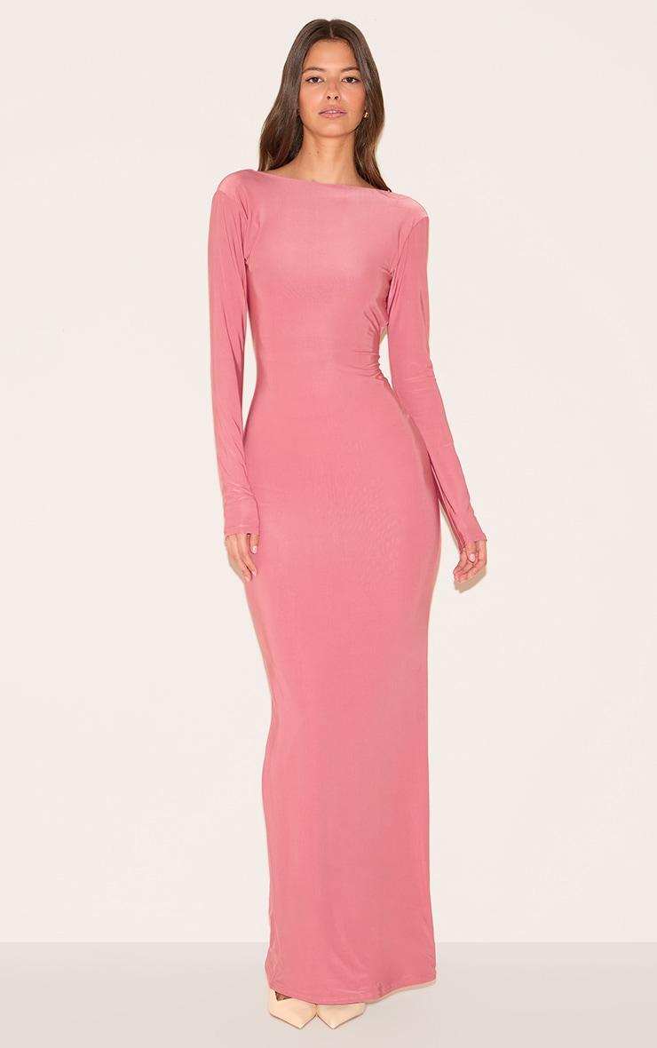  Blush Rose Double Layer Deep Back Maxi Dress Product Image