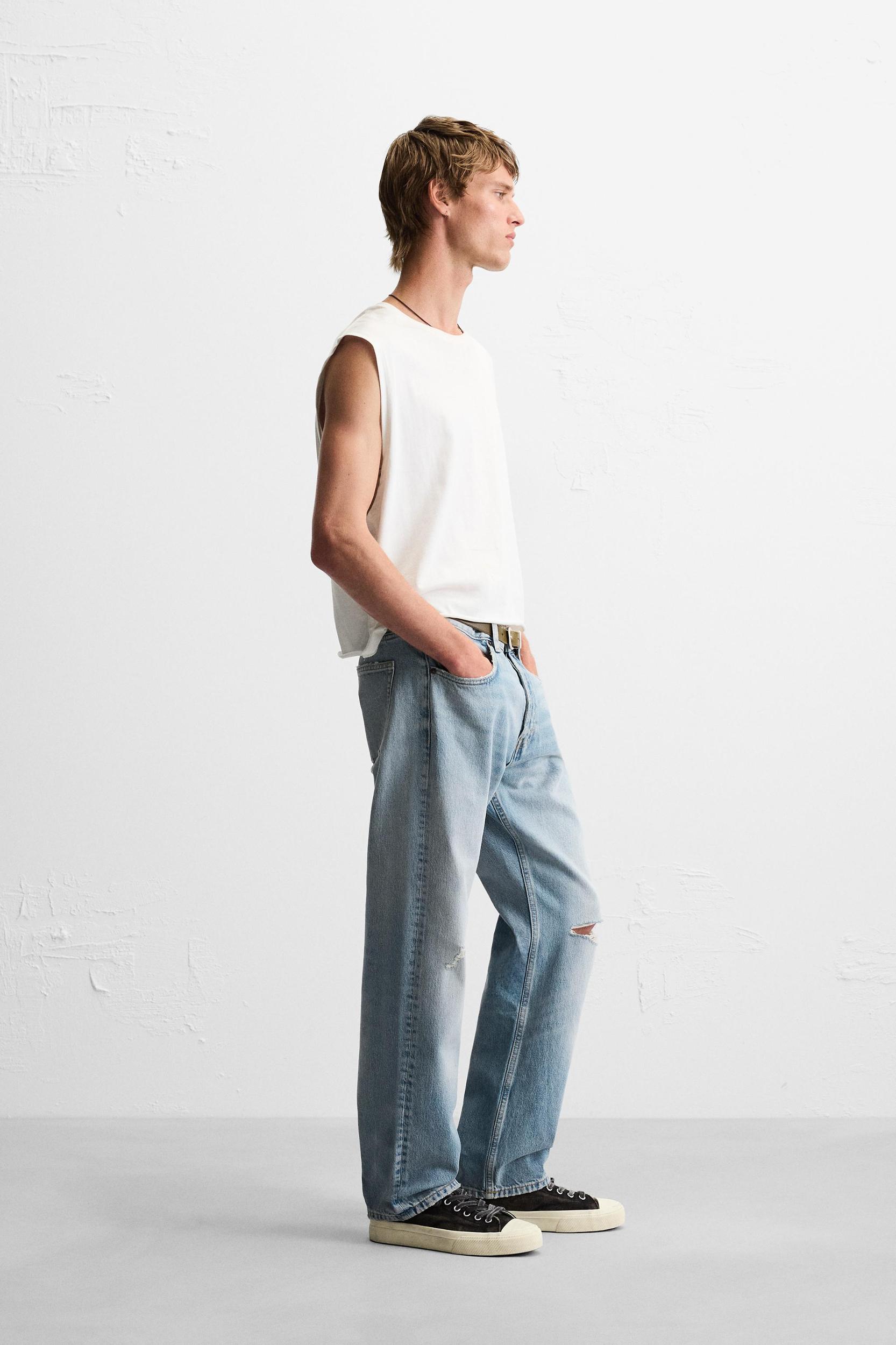 RIPPED REGULAR STRAIGHT FIT JEANS Product Image
