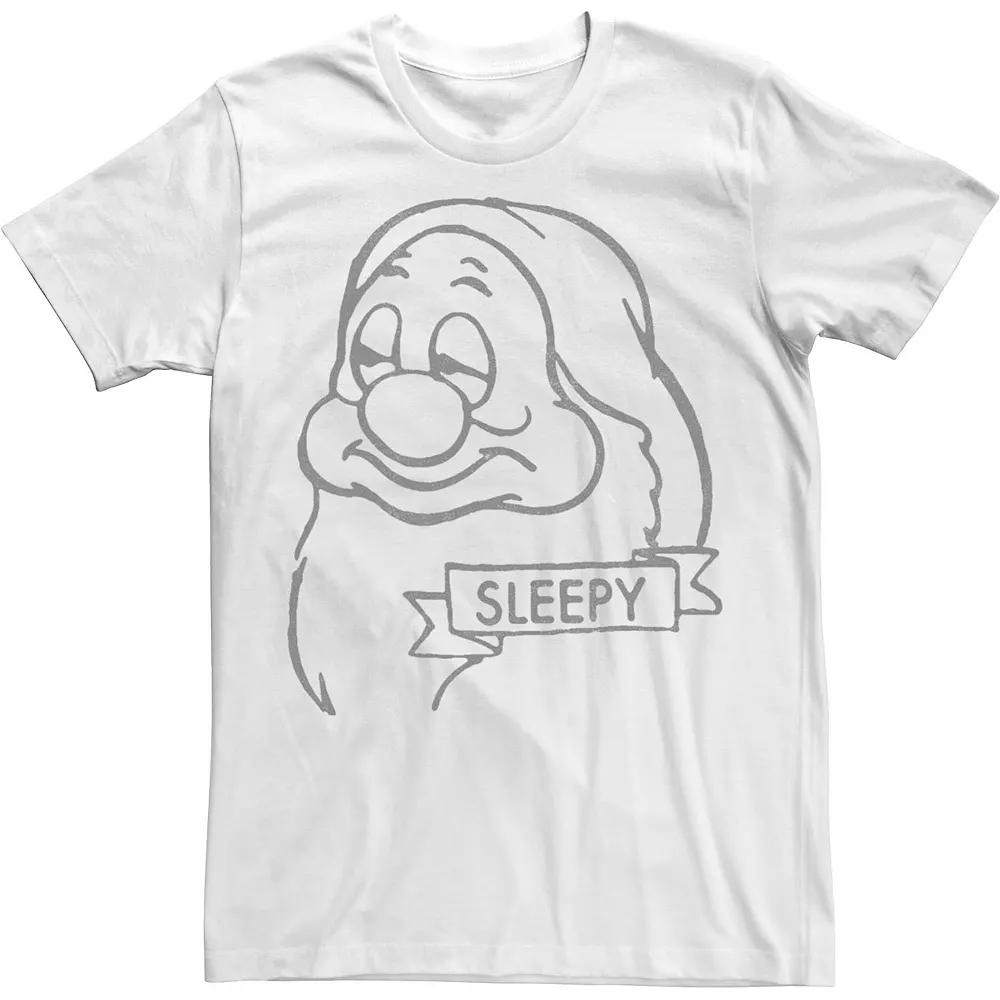 Disney's Snow White Sleepy Line Art Big Face Men's Tee,  Product Image