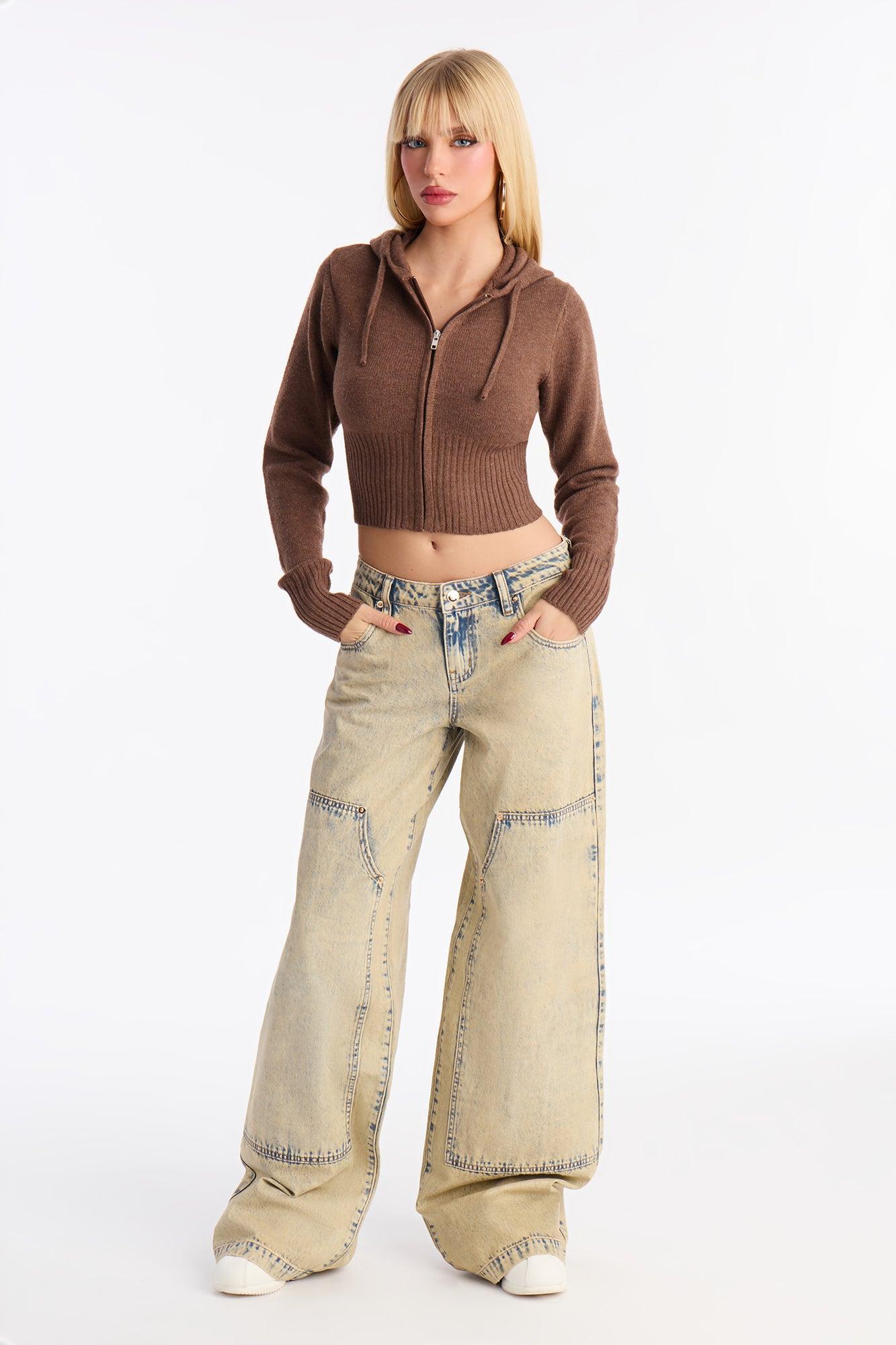 CozyCash Sweater Zip Up Hoodie - Chestnut Female Product Image