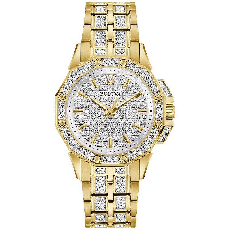 Bulova Womens Octava Gold Tone Stainless Steel Crystal Accent Bracelet Watch - 98L302 Product Image