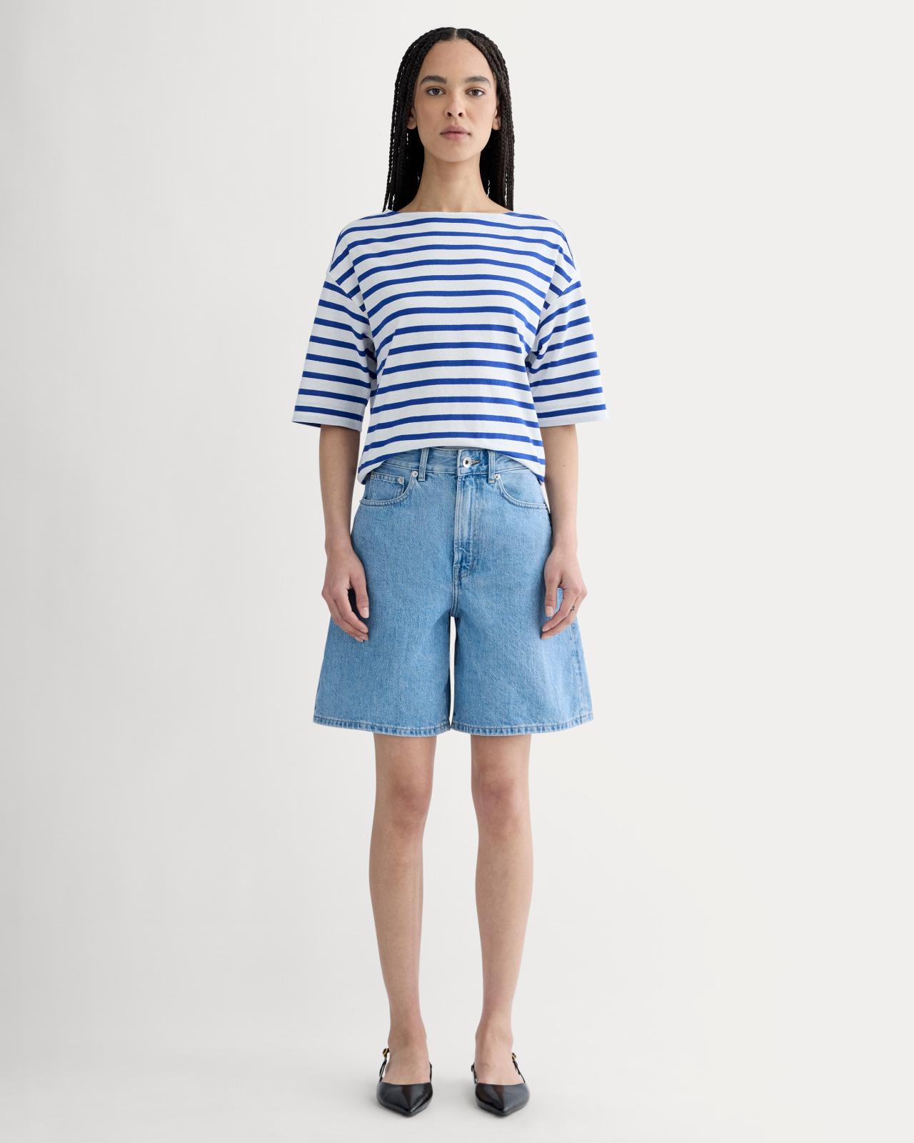 The Long A-Line Denim Short Product Image