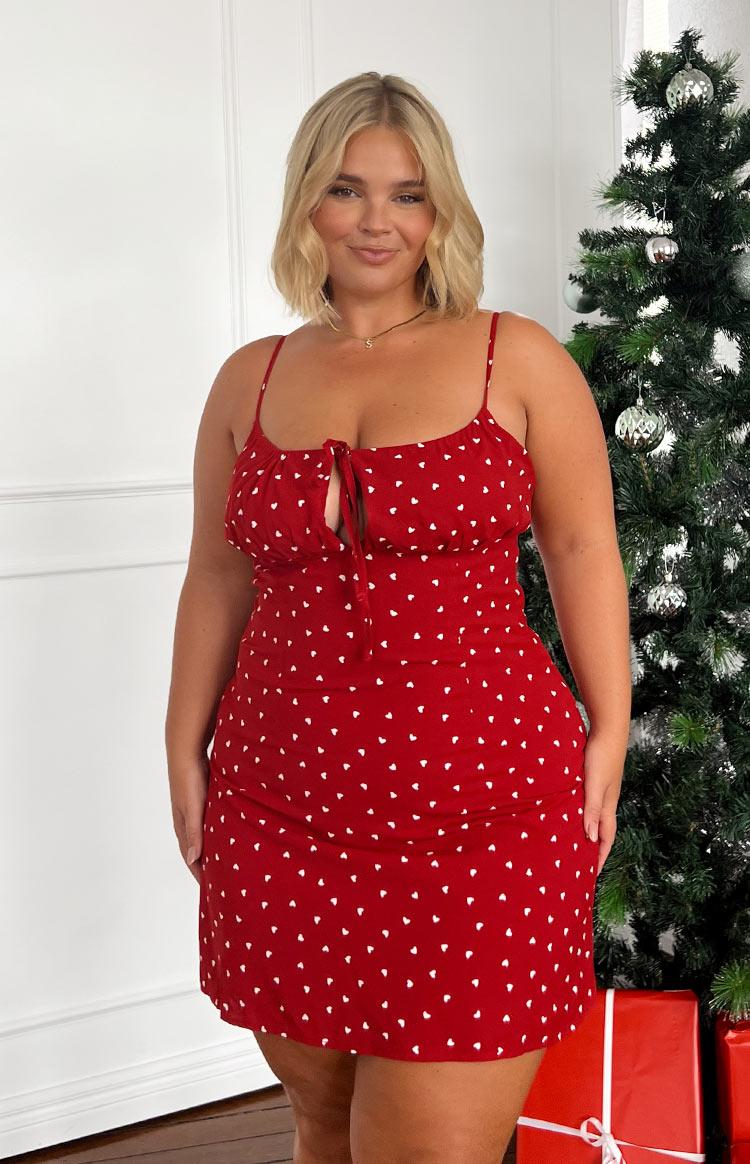 Everlong Red Heart Print Mini Dress Product Image