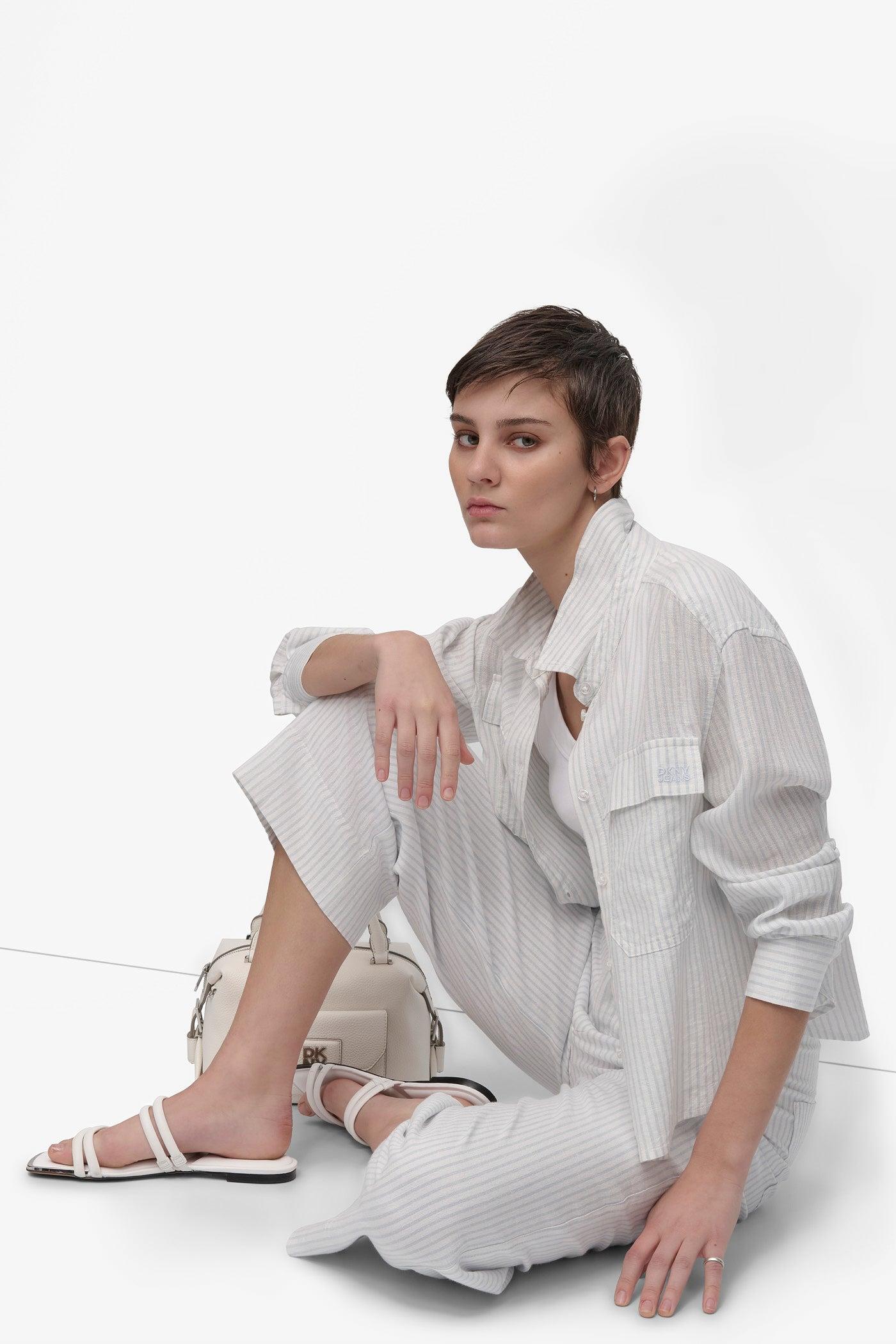 CROPPED WIDE LEG LINEN PANTS Product Image