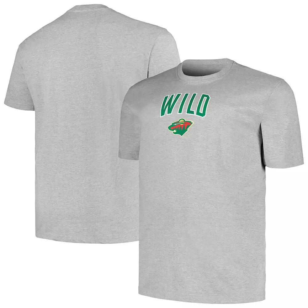 Men's Profile Heather Gray Minnesota Wild Big & Tall Arch Over Logo T-Shirt,  Product Image