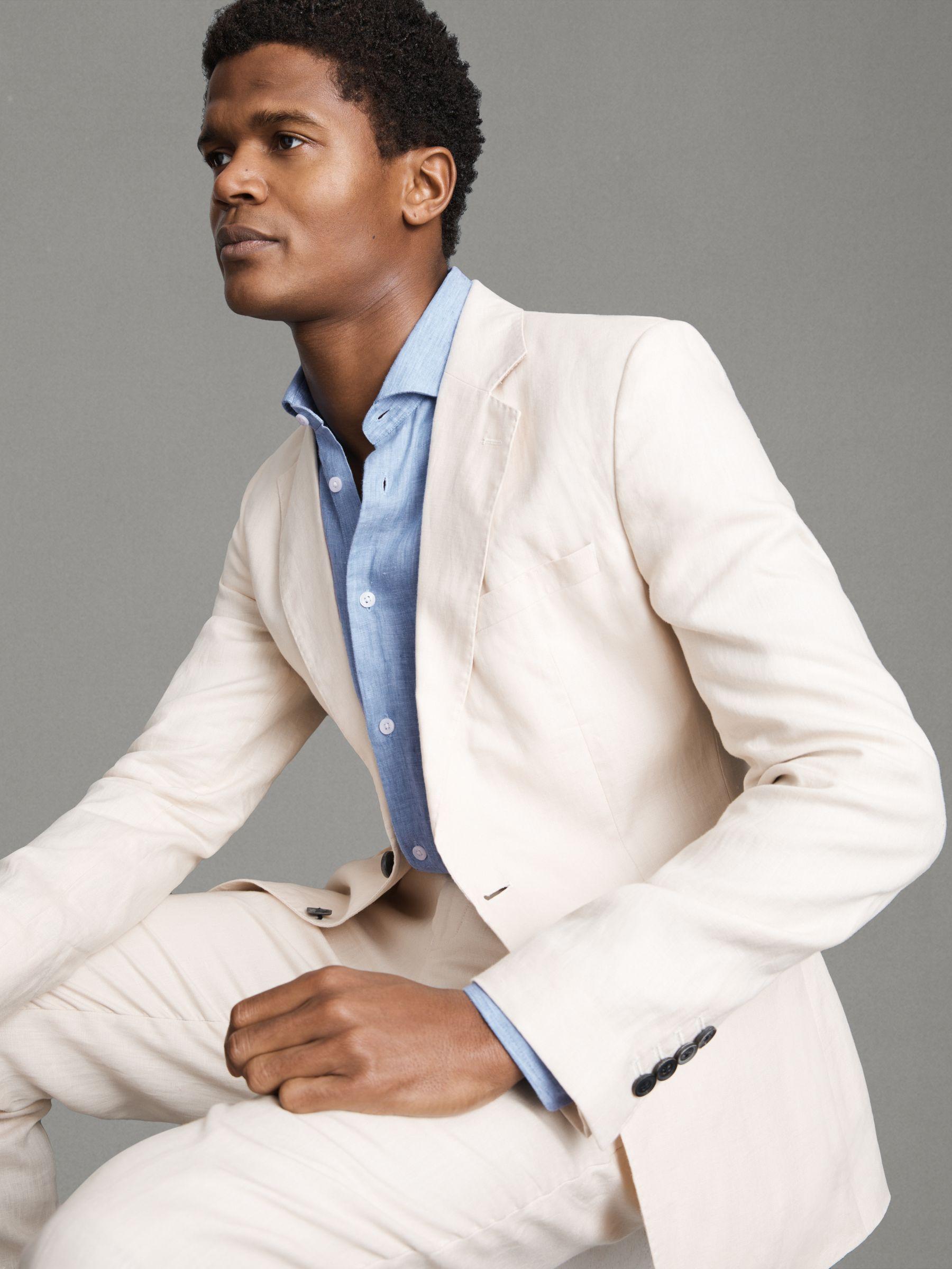 Linen Button-Through Shirt in Sky Blue Product Image