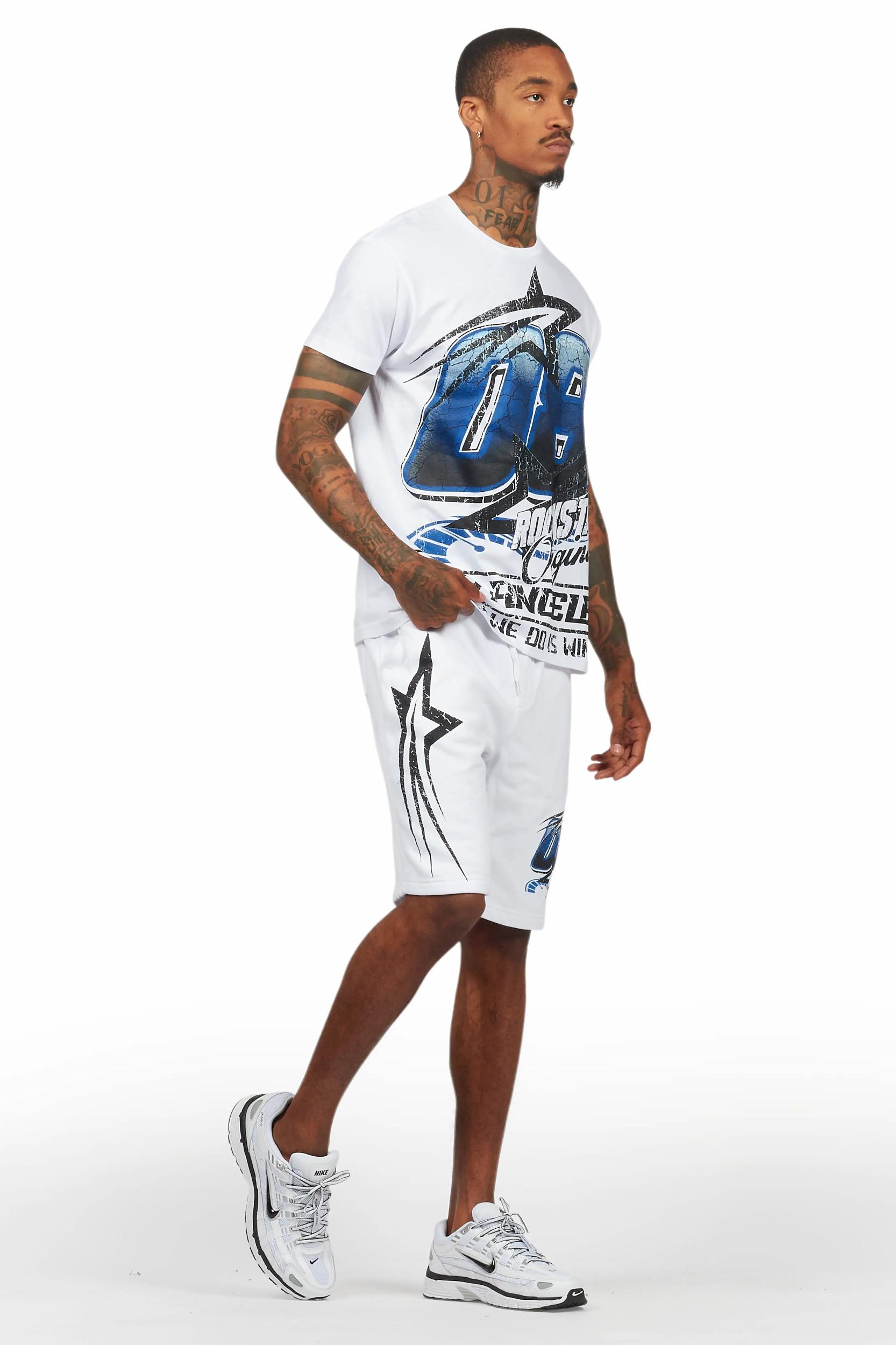 Kastell White/Blue T-Shirt Short Set Male Product Image