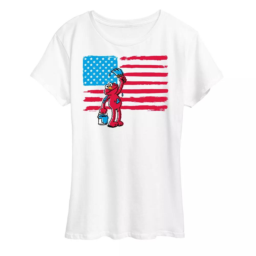 Women's Sesame Street Elmo American Flag Graphic Tee,  Product Image