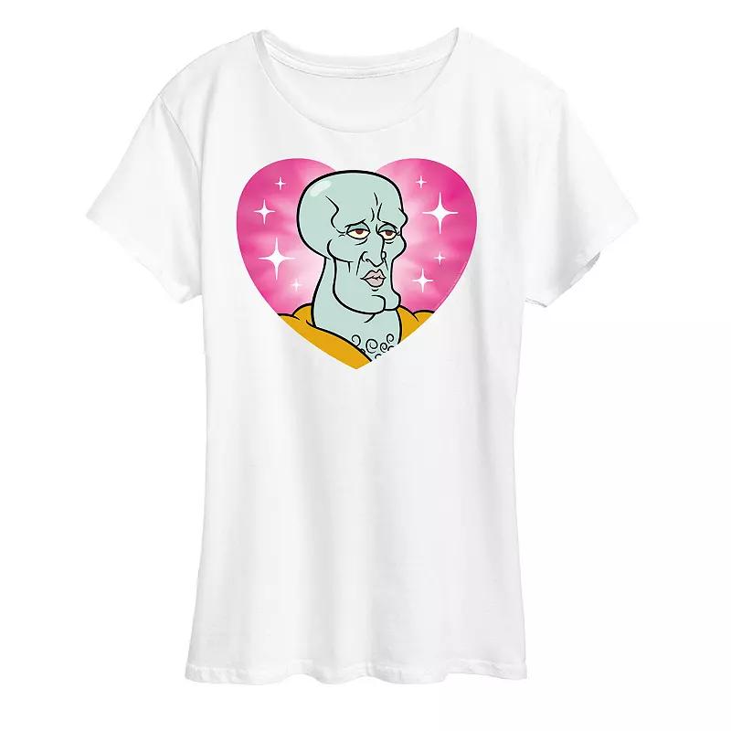 Women's Spongebob Squarepants Handsome Squidward Heart Graphic Tee,  Product Image