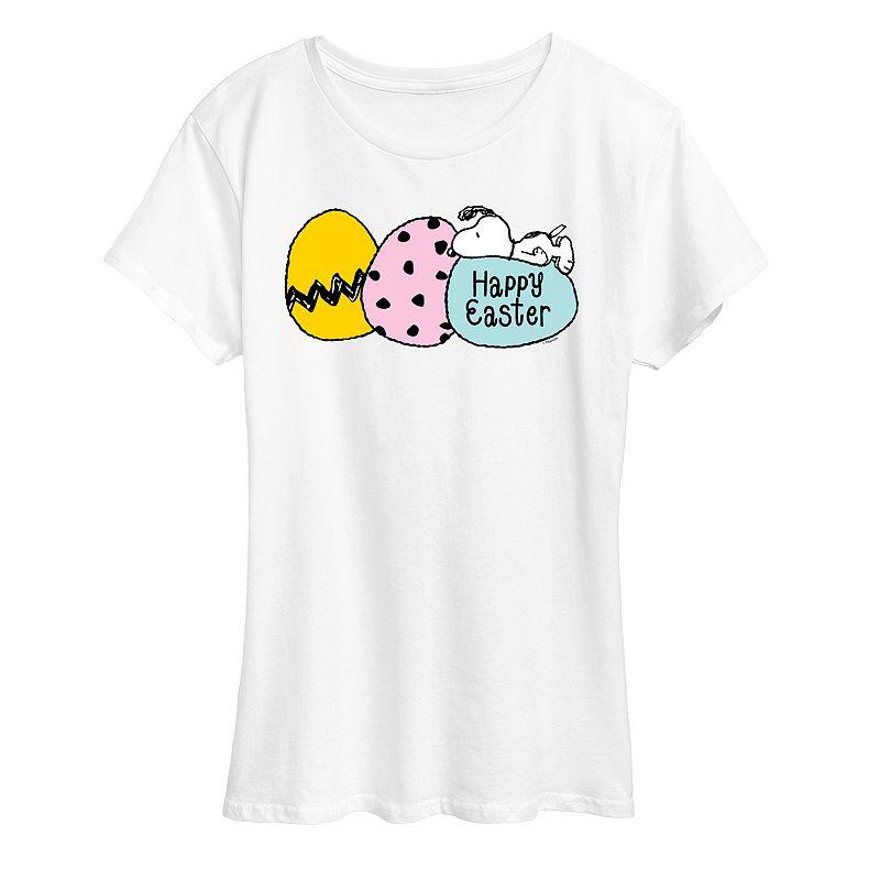 Womens Peanuts Snoopy Happy Easter Eggs Graphic Tee Product Image