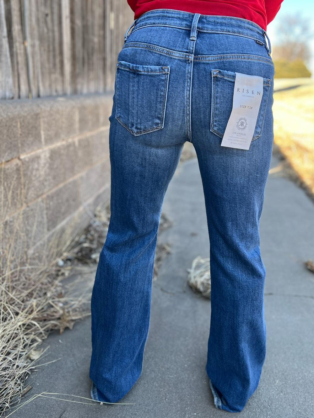 Basic Flare Mid Rise Tummy Control Jeans Product Image