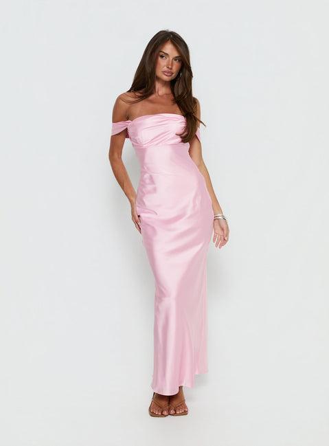 Azura Off The Shoulder Maxi Dress Pink Product Image