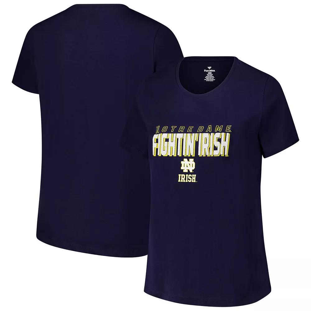 Women's Fanatics Navy Notre Dame Fighting Irish Plus Size Lean Scoop Neck T-Shirt, Size: 4XL, Blue Product Image