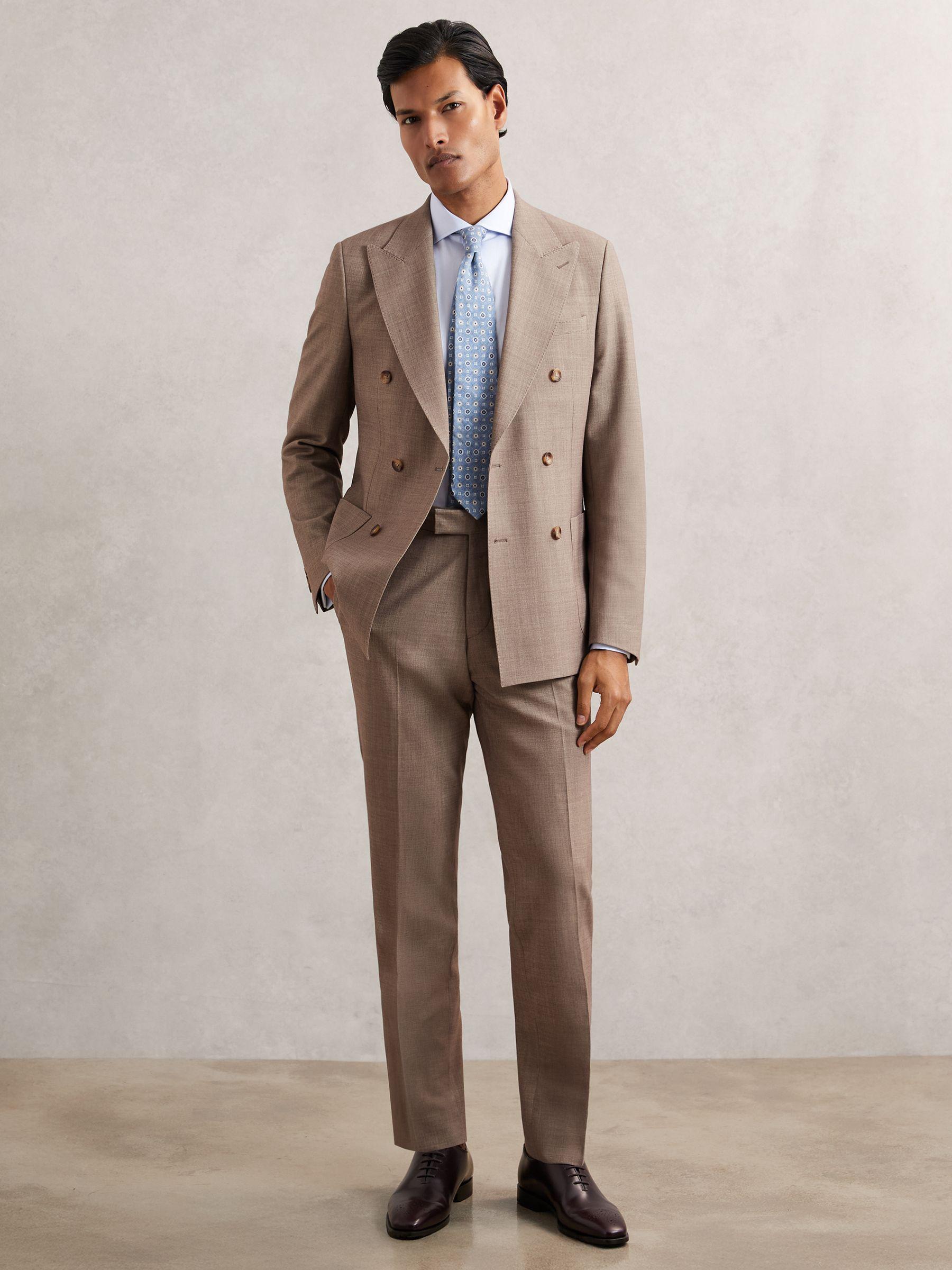 Slim-Fit Textured Suit Trousers With Wool in Brown Product Image