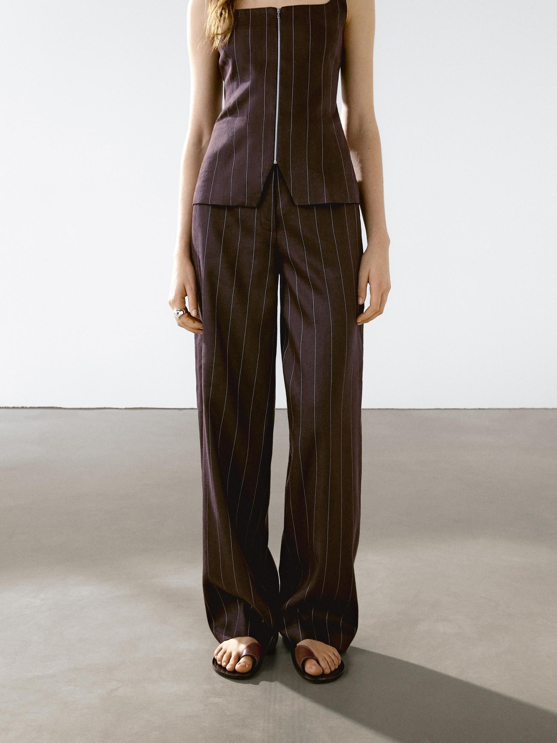 Striped straight-leg trousers Product Image