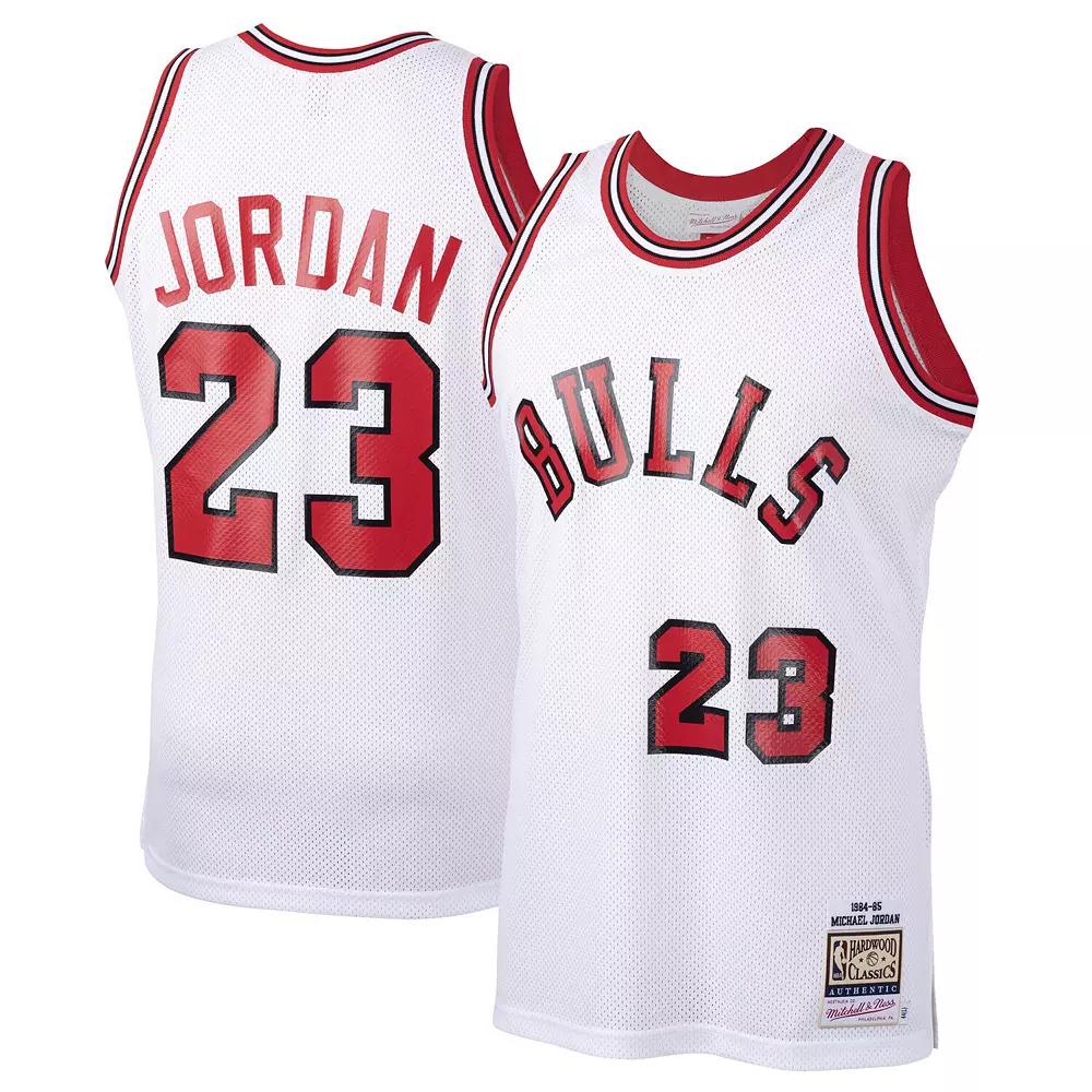 Men's Mitchell & Ness Michael Jordan White Chicago Bulls 1984-85 Hardwood Classics Rookie Authentic Jersey,  Product Image