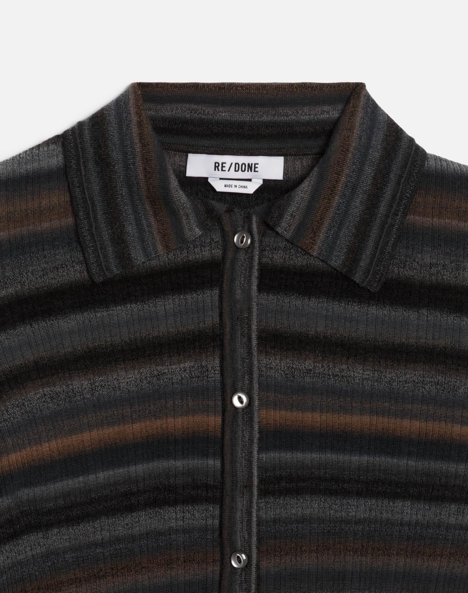 Ribbed Polo Cardi - Black Combo Product Image