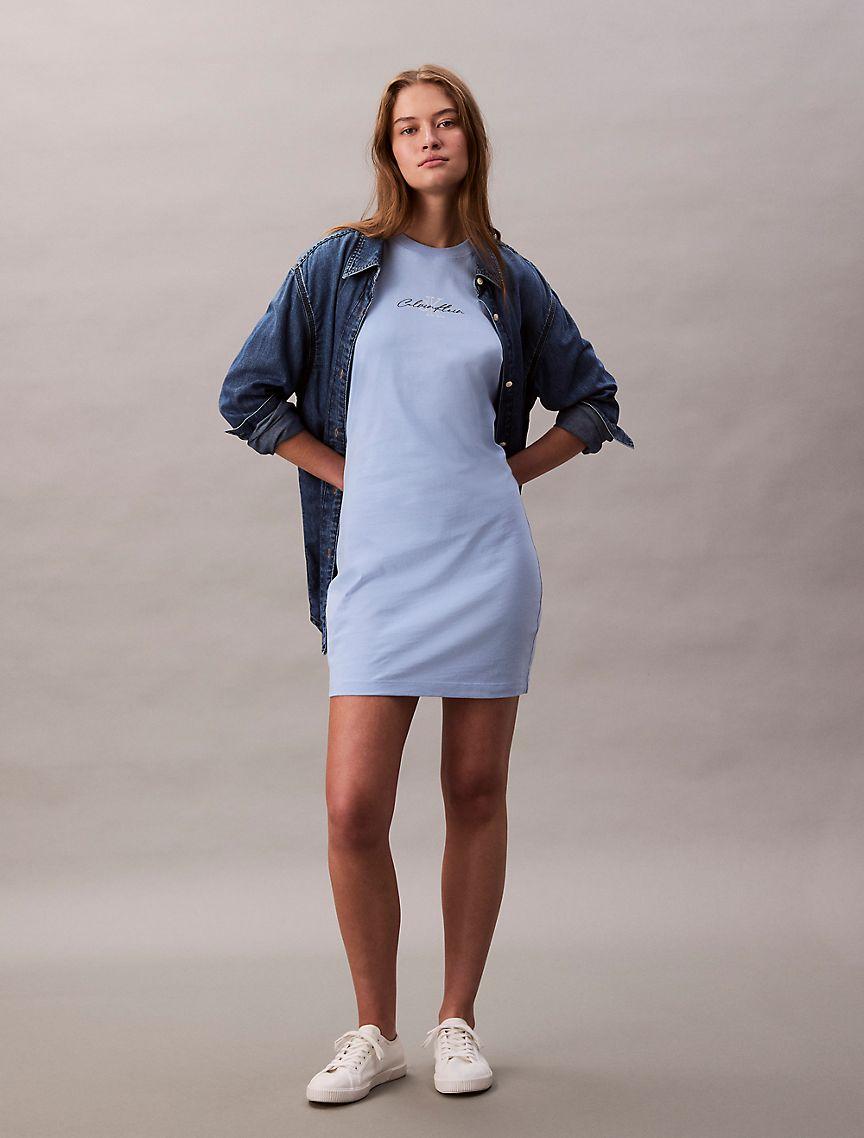 Calvin Klein Womens Logo Graphic Mini Tank Dress - Yellow Product Image