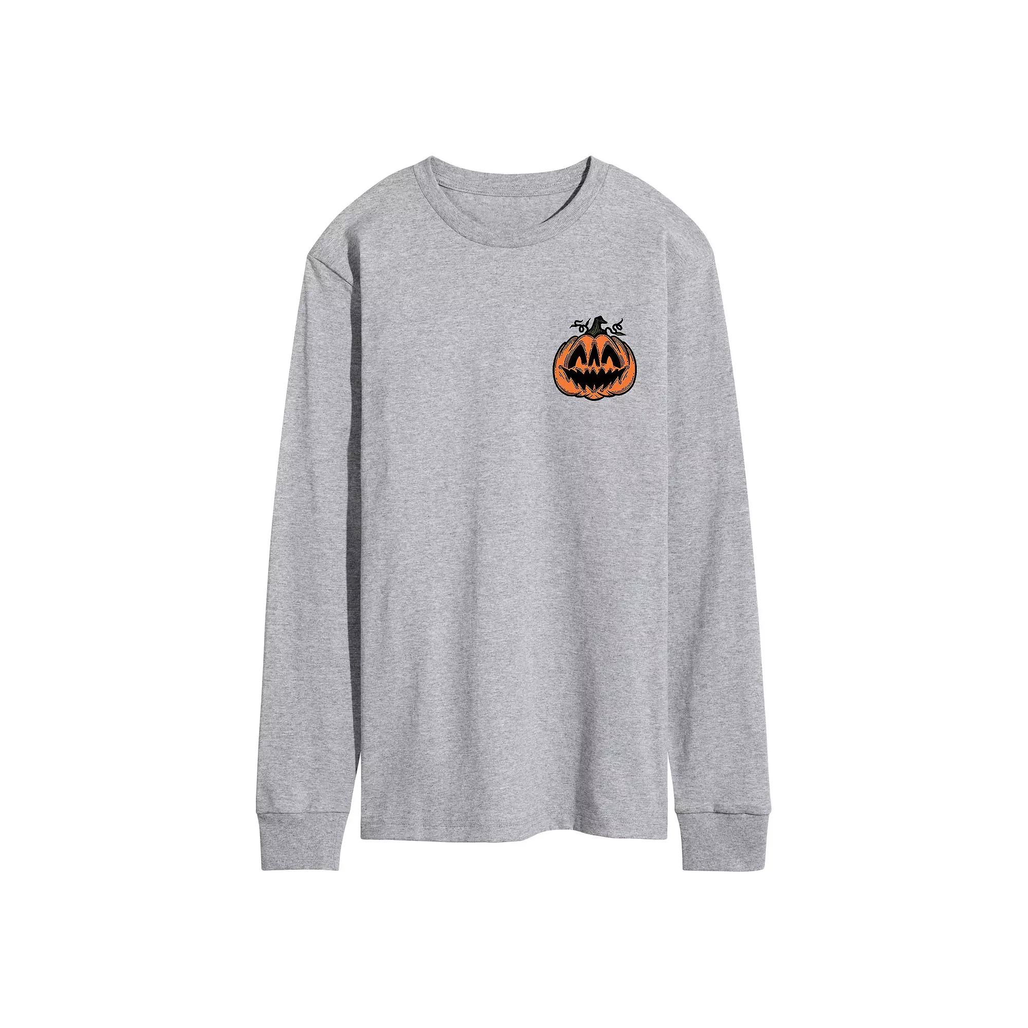 Men's Spooky Jack O' Lantern Long Sleeve Graphic Tee,  Product Image