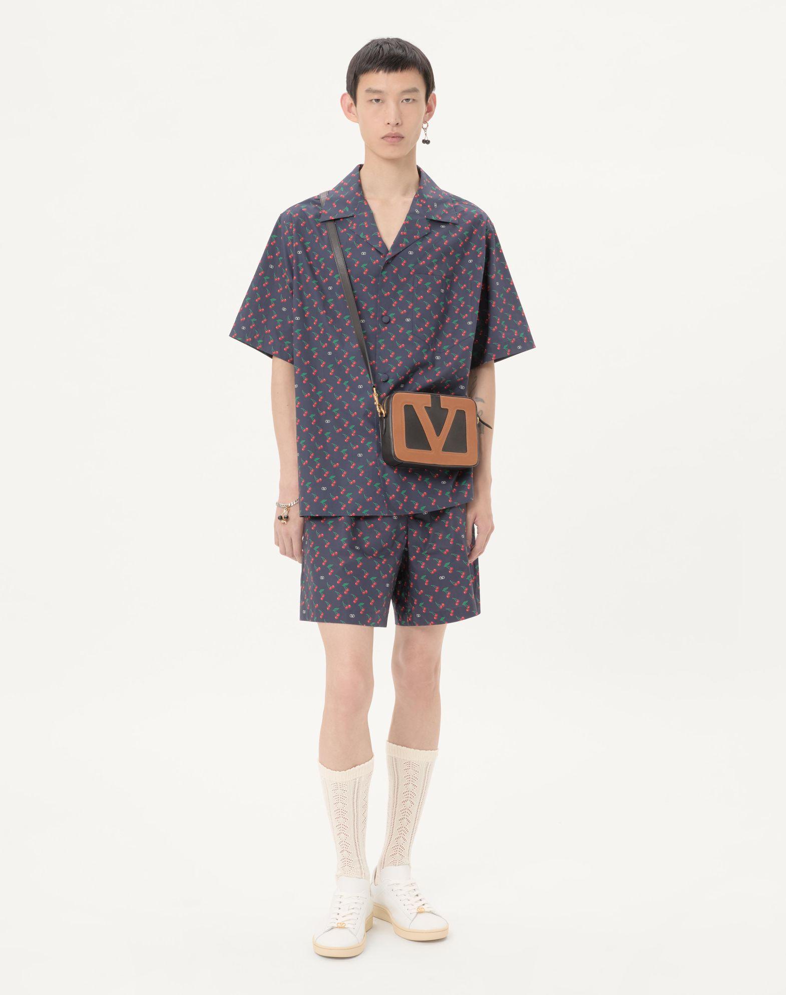 Cotton Poplin Bermuda Shorts With Cherryfic Print Product Image