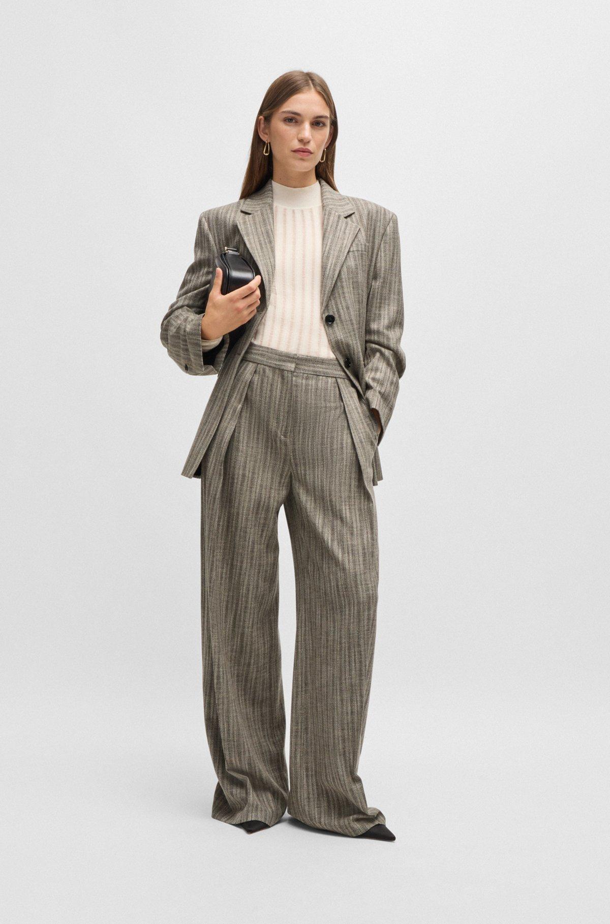 Slim-fit jacket in striped stretch cloth Product Image