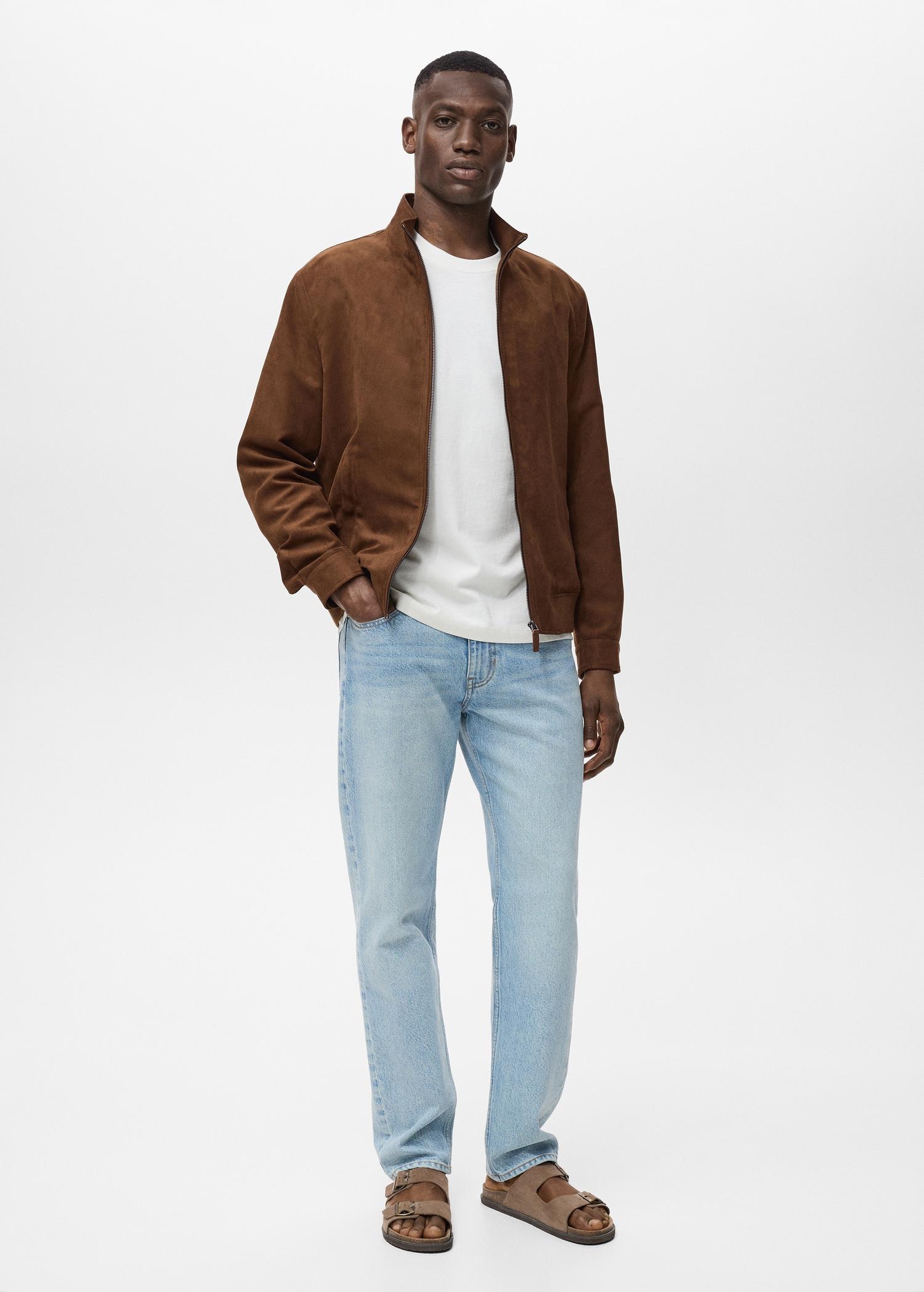 Suede leather-effect jacket - Men | MANGO USA Product Image