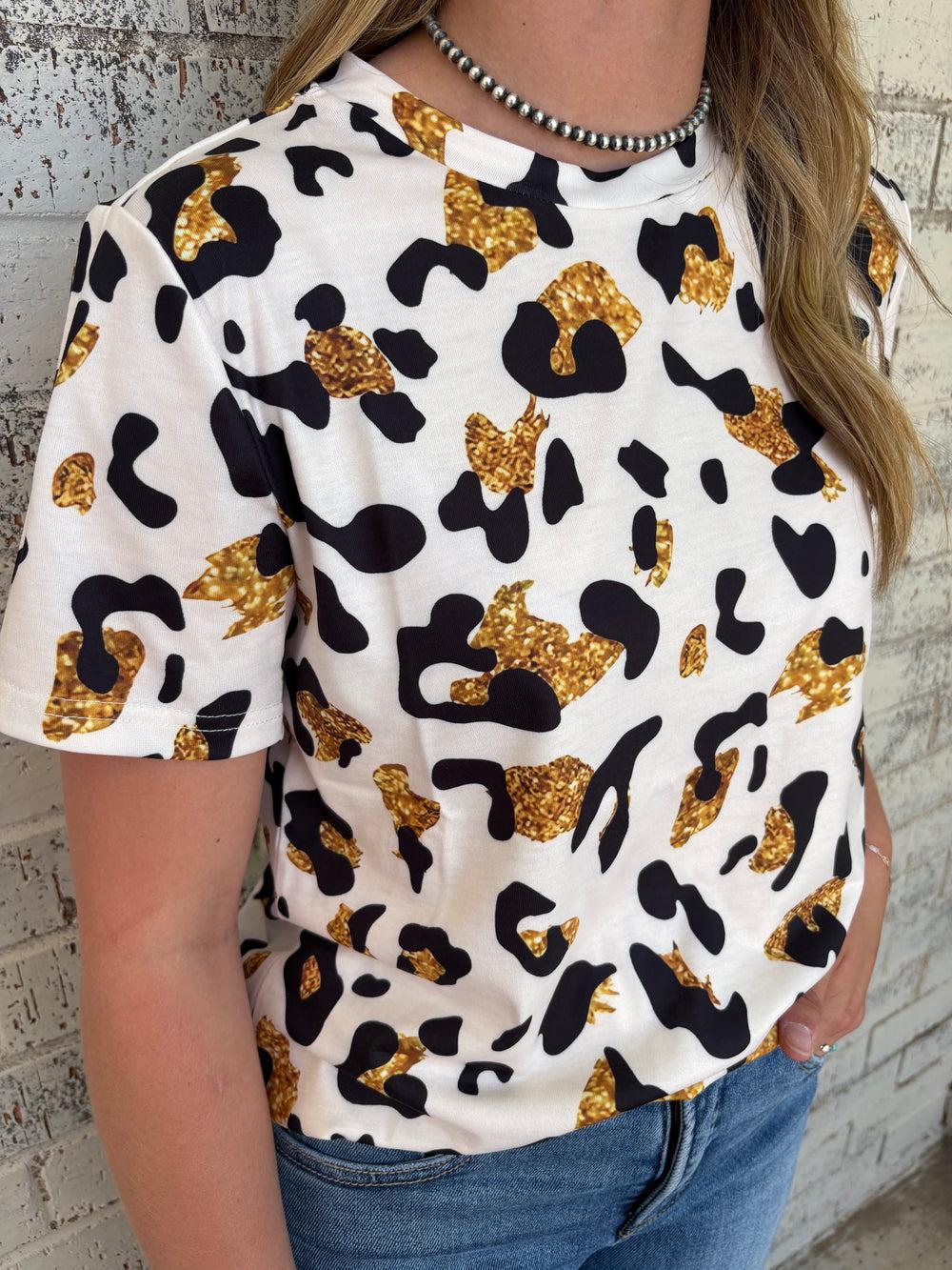 Gold Shimmer Leopard Printed Top* Product Image