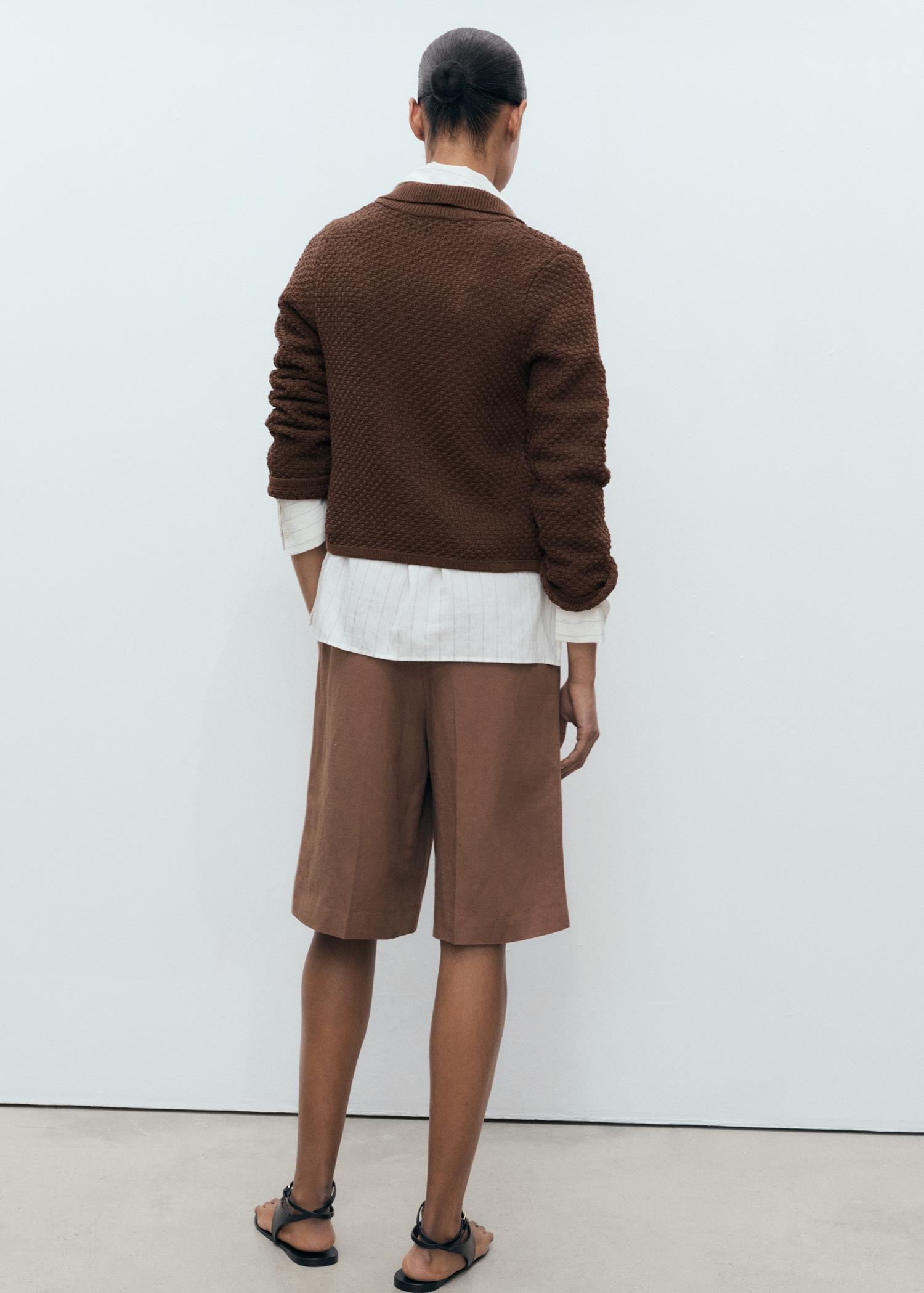 Polo-neck knitted jacket - Women | MANGO USA Product Image