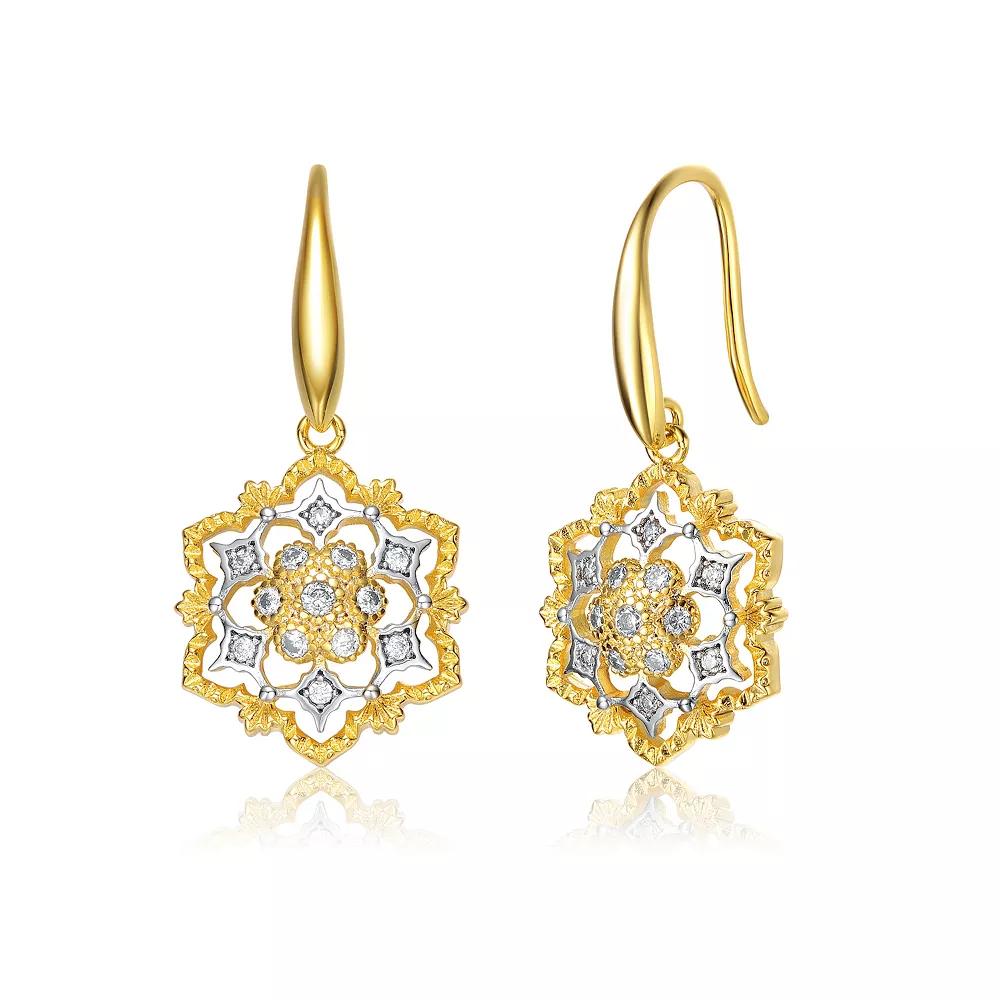 Two Tone Plated Cubic Zirconia Hook Earrings, Womens, Gold Tone Product Image