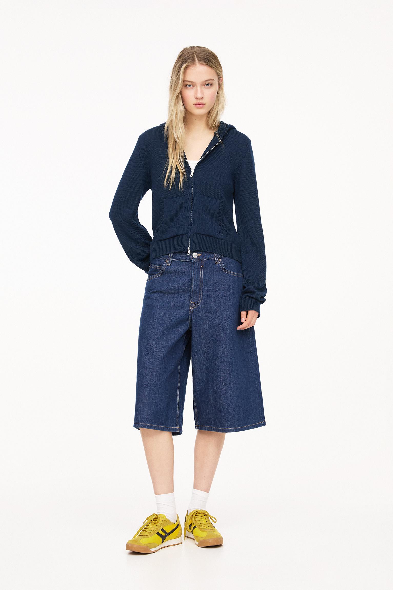 Zip-up hooded cardigan Product Image