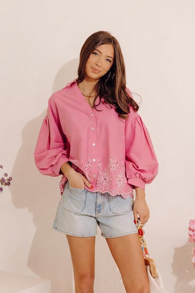 Kind Gesture Eyelet Top in Blush Product Image