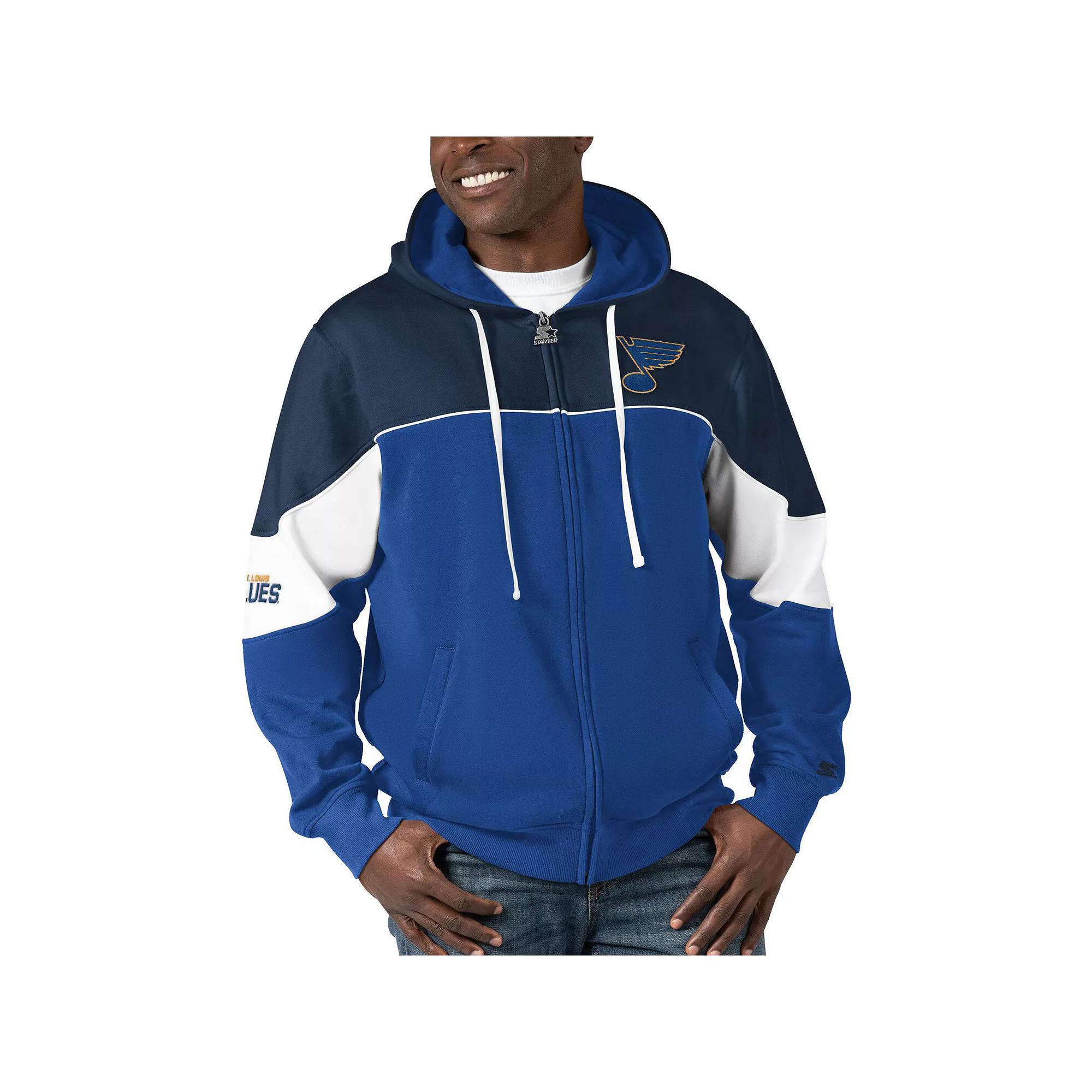 Men's Starter  Blue/Navy St. Louis Blues Power Forward Full-Zip Hoodie, Size: Small Product Image