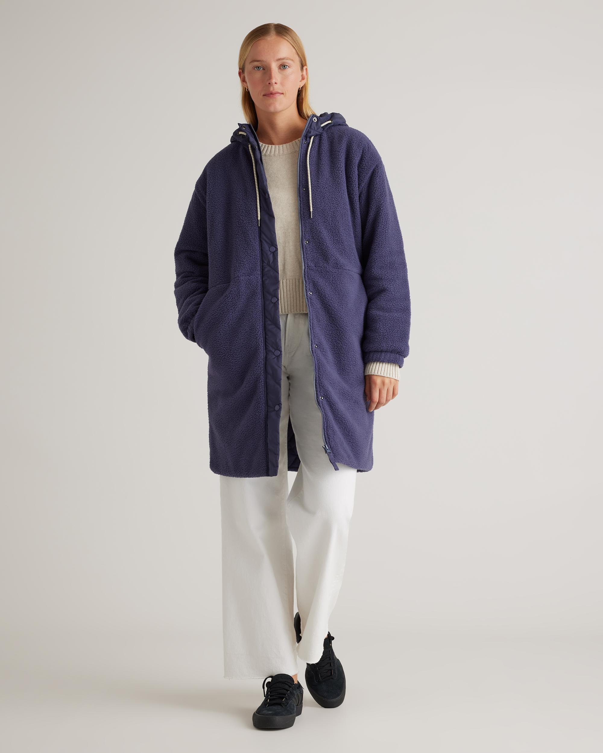 Quince | Women's Long Hooded Sherpa Jacket 100% Polyester Product Image