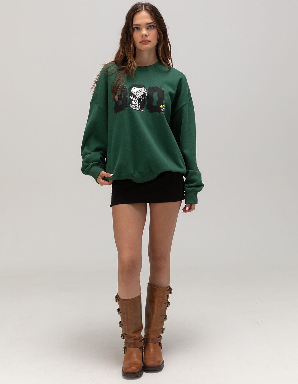 RSQ x Peanuts Boo Mens Oversized Crewneck Sweatshirt - GREEN Product Image
