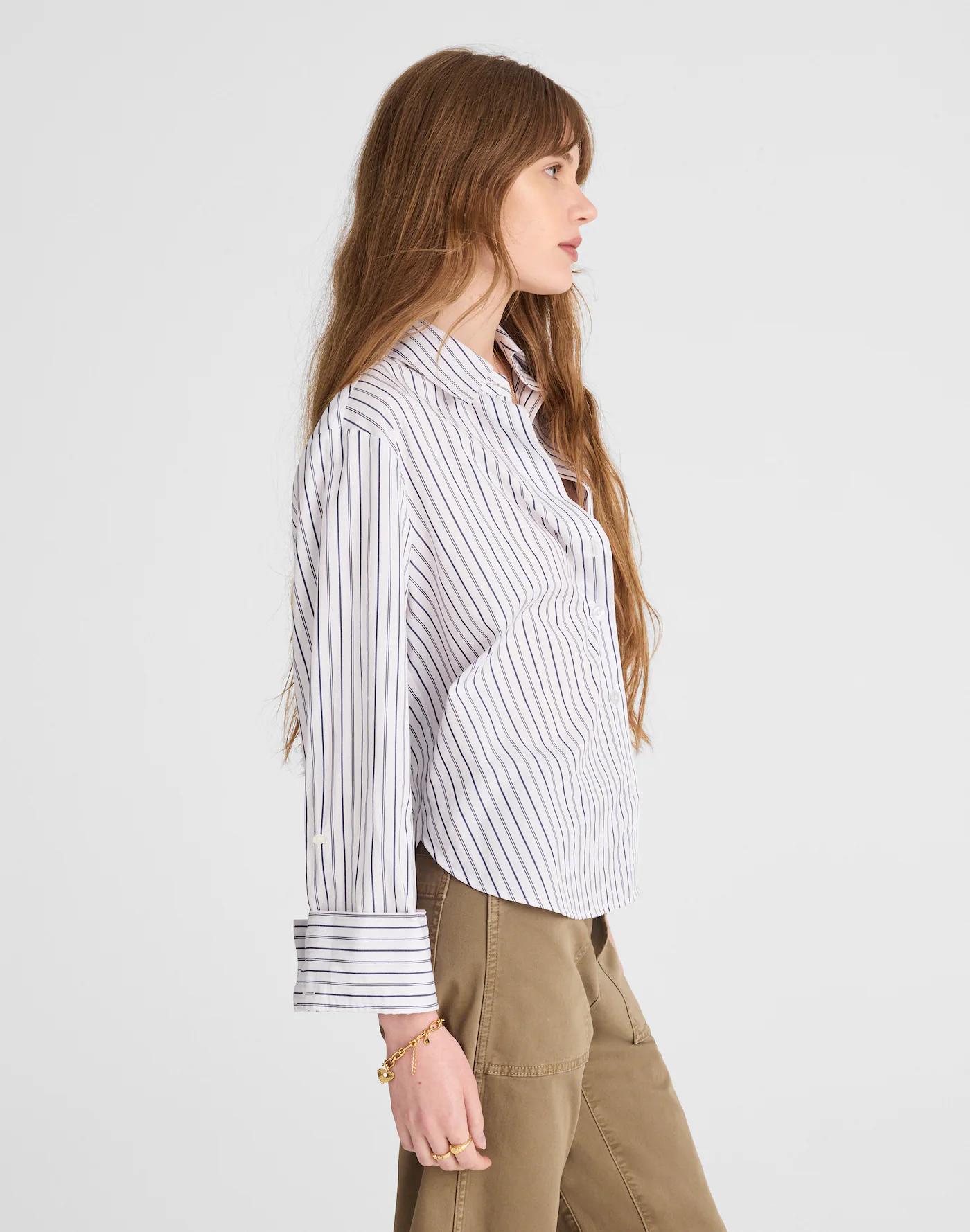 Poplin Easy Y-Neck Button-Up Shirt Product Image