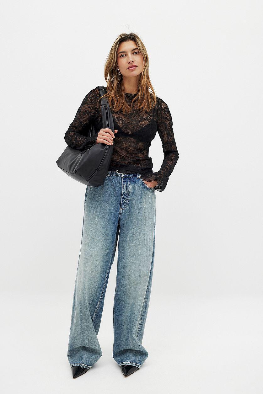 Lace Knitted Round Neck Top Product Image