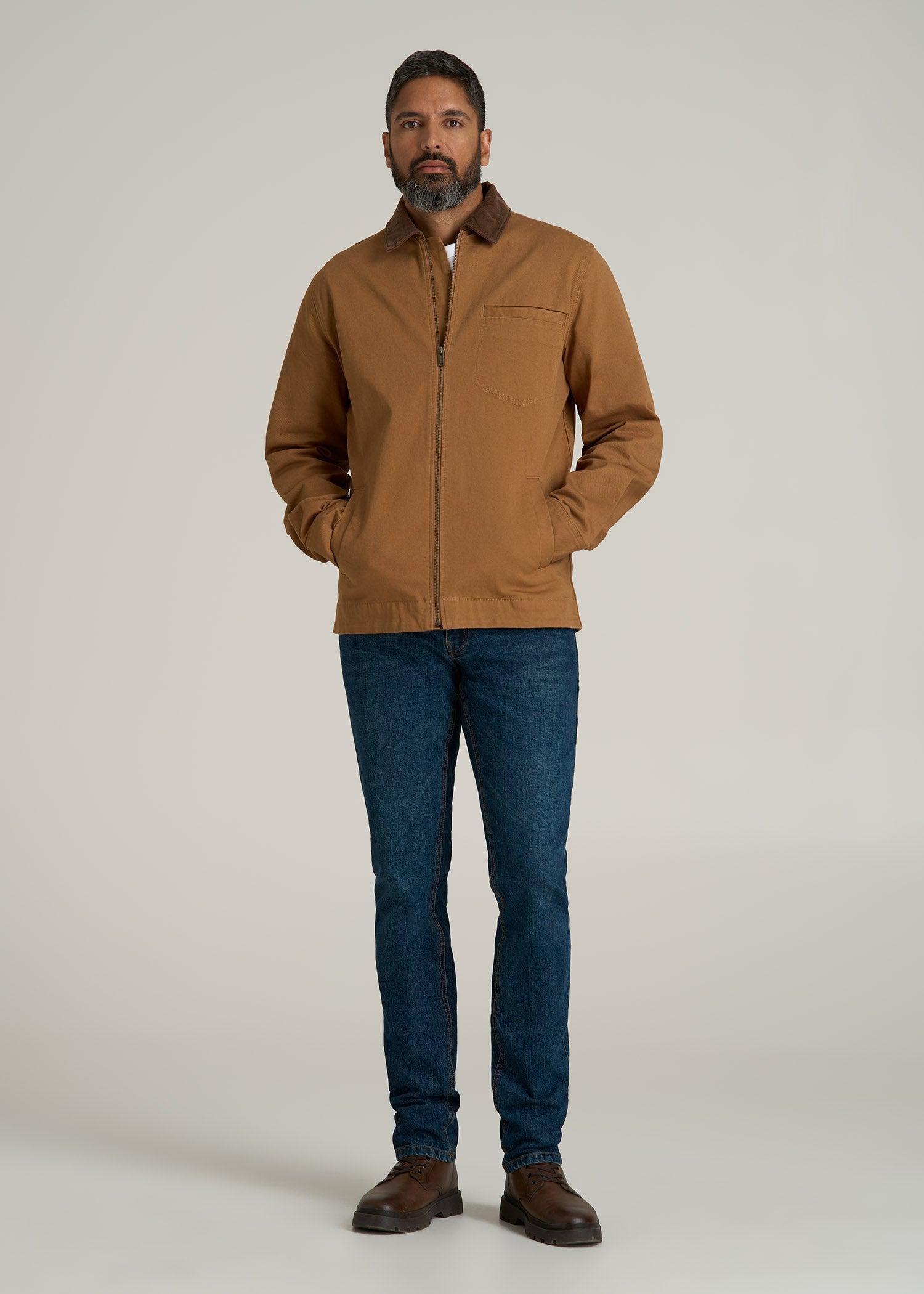 LJ&S Twill Shop Jacket for Tall Men in Dusty Brown Male Product Image