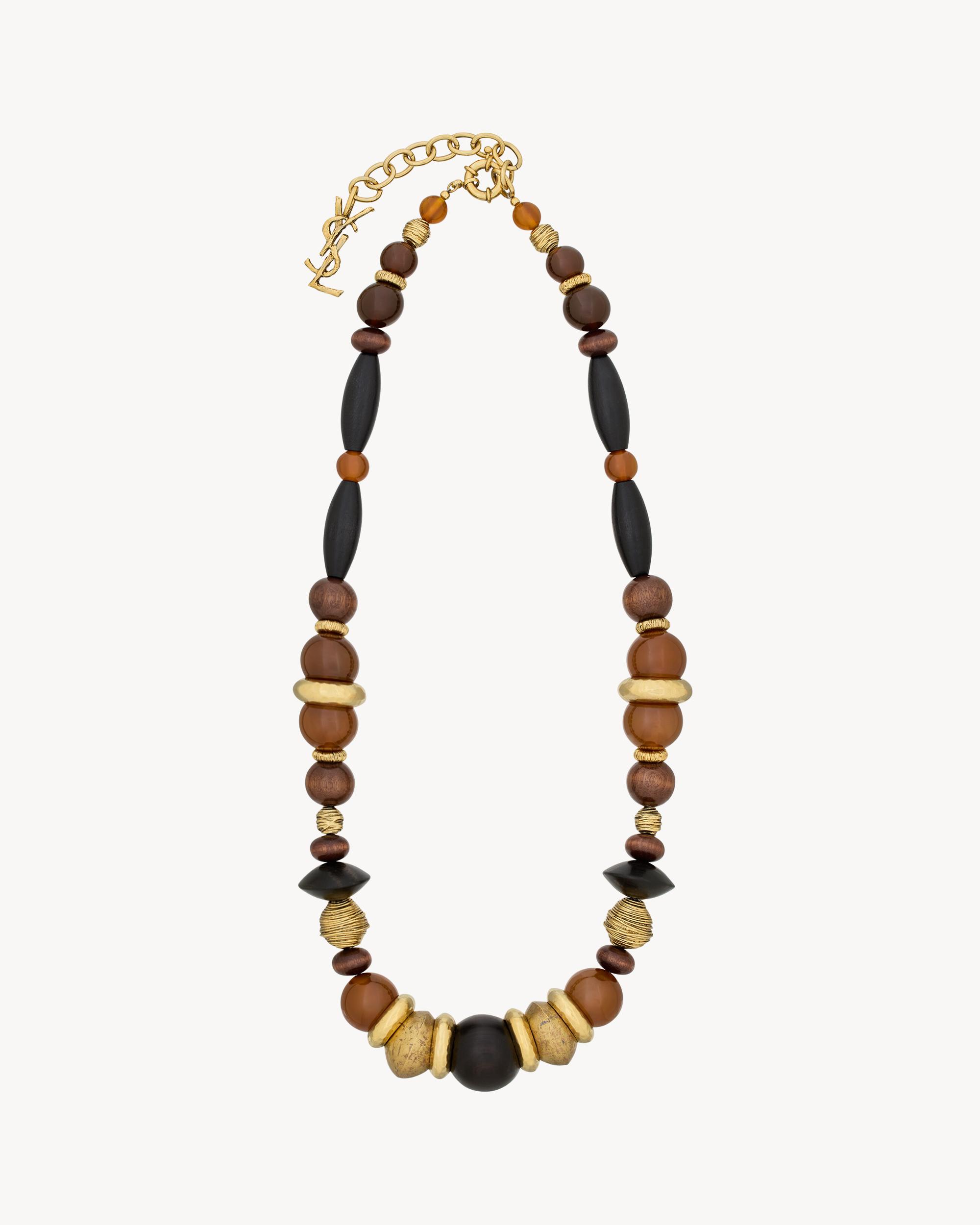 oversized necklace in glass, wood, resin, and metal Product Image